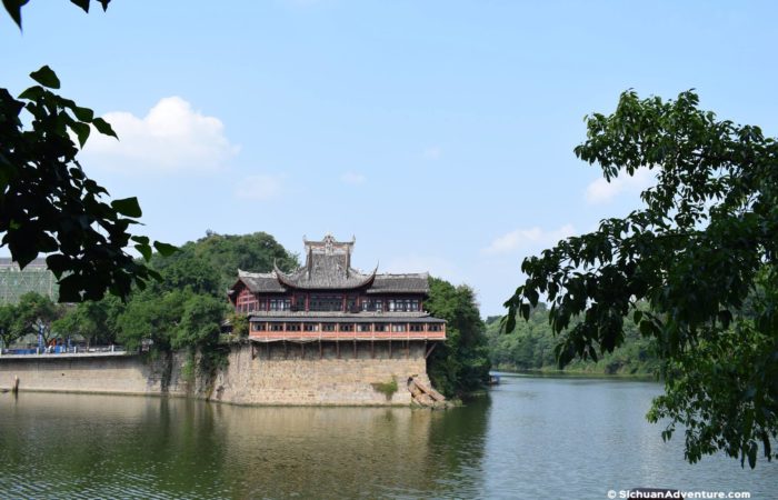Wangye Temple Teahouse by the riverside of Zigong